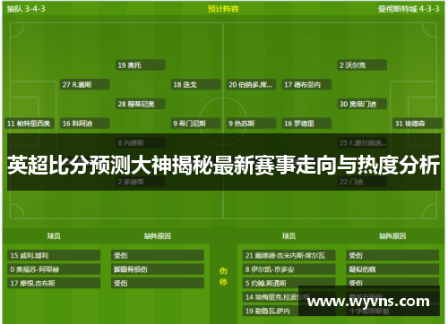英超比分预测大神揭秘最新赛事走向与热度分析